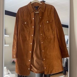 Retro Faux Suede Button Up Dress/Coat Size S